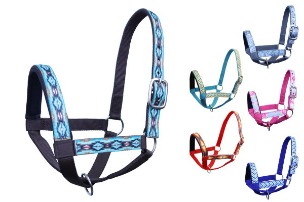 Derby Originals Patterned Double Layer Nylon Figure-8 Cattle Halters Multiple Colors and Sizes