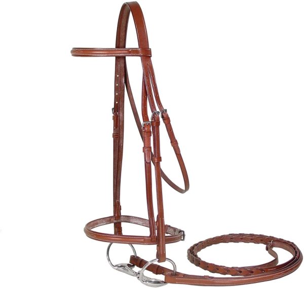 Paris Tack Raised Fancy Stitch Leather English Schooling Bridle with Laced Reins